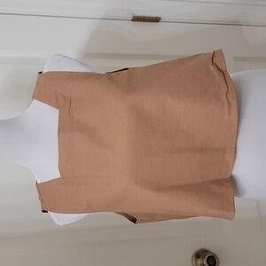kourt size M Willow Crop Linen Blend Fawn Colored Tie Back Sleeveless Top, EUC